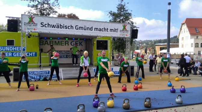 Kettlebells mit Heike Drechsler und der BarmerGEK